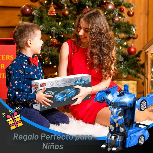 Vista 5 de Qumcou Auto de control remoto de transformación, autos RC para niños de 3 a 5 6 a 8 años, autos de juguete transformables con un botón, 2.4 GHz