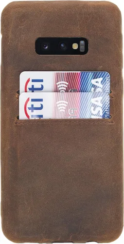 Vista 26 de HARDISTON Funda de piel auténtica hecha a mano para Samsung Galaxy Note 8, funda a presión con 2 ranuras para tarjetas de crédito, carga Marrón