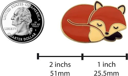 Vista 7 de REAL SIC Alfiler de zorro durmiente Lindo Kawaii Gold Fox Jewlery, Pin de chaqueta para uso diario en mochilas, sombreros y bolsas, Hierro