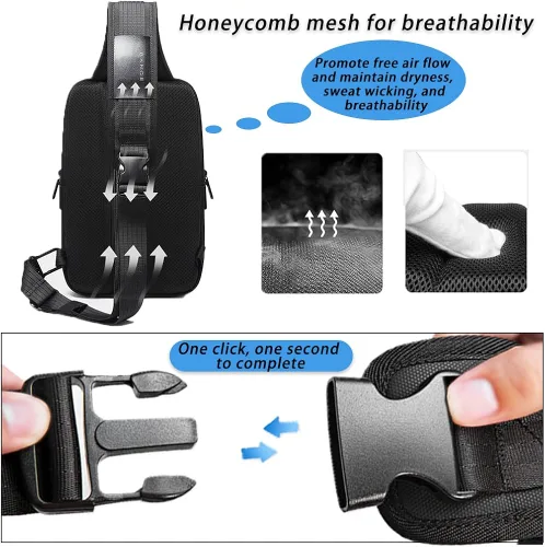 Vista 4 de Uaskmeyt Mochila antirrobo con cerradura TSA, resistente al agua, mochila cruzada
