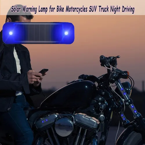 Vista 2 de Paquete de 2 lámparas solares de advertencia, impermeables, mini LED, luz estroboscópica para coche, luz estroboscópica de seguridad para bicicleta