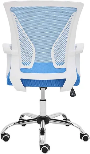 Vista 6 de Modern Home Zuna Silla de oficina con respaldo medio, respaldo ergonómico de malla con respaldo de malla (blanco/azul)
