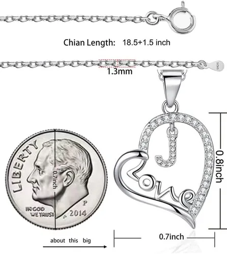 Vista 6 de ITS4YEO 925 Sterling Silver Infinity Heart Pendant Initial Necklaces Silver Necklace Zircon Pendant Necklaces for Women Jewelry Gift for Women Wife