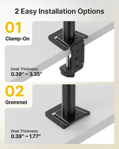 Vista 5 de monTEK Soporte Vertical Estable para Dos Monitores, Soporte de Escritorio Apilado para Dos Pantallas de 17-32 Pulgadas, Brazo de Movimiento Completo