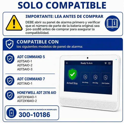 Vista 5 de Batería de repuesto para Panel de Seguridad Inteligente ADT Command ADT5AIO-1 ADT5AIO-2 ADT5AIO-3 ADT7AIO-1, Teclado de Seguridad para Hogar