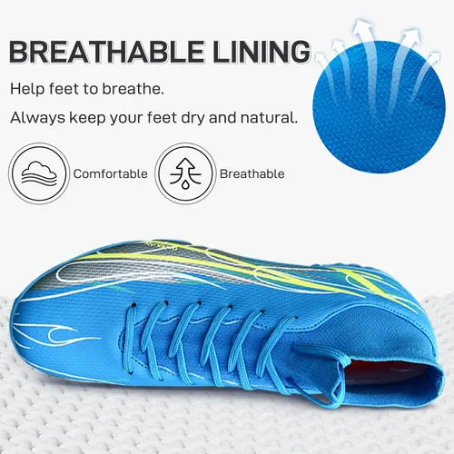 Vista 3 de Zapatos de fútbol para hombre, botines de fútbol atléticos, de alta calidad, transpirables, antideslizantes, para exteriores, para entrenamiento