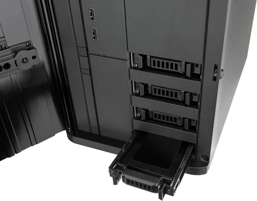 Vista 14 de SilverStone Technology CS240 Chasis NAS Mini-ITX de 4 bahías U.2 Tri-Mode Hot-Swap de alto rendimiento, SST-CS240B