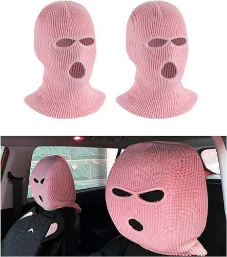 Vista 15 de 2 fundas para reposacabezas de automóvil, divertida máscara de cara completa personalizada para asiento de automóvil, máscara de esquí, protección