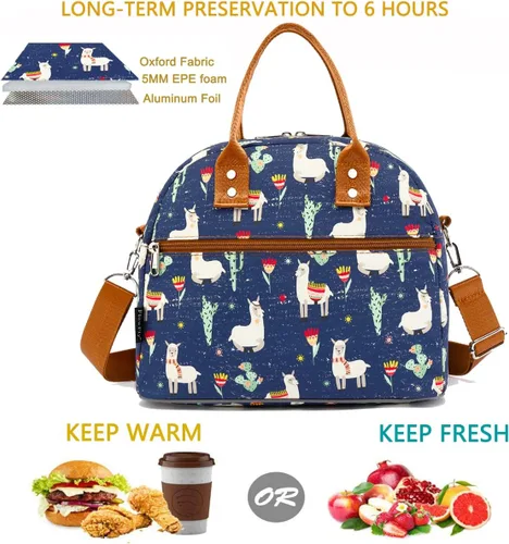 Vista 2 de FlowFly Fiambrera térmica con correa de hombro y asas para mujer, hombre y niños, amplia y reutilizable, congelable, bolso organizador de alimentos