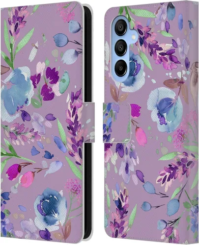 Vista 44 de Head Case Designs Officially Licensed Ninola Abstract Poppies Lilac Floral Leather Wallet Case Compatible with Samsung Galaxy A07 4G
