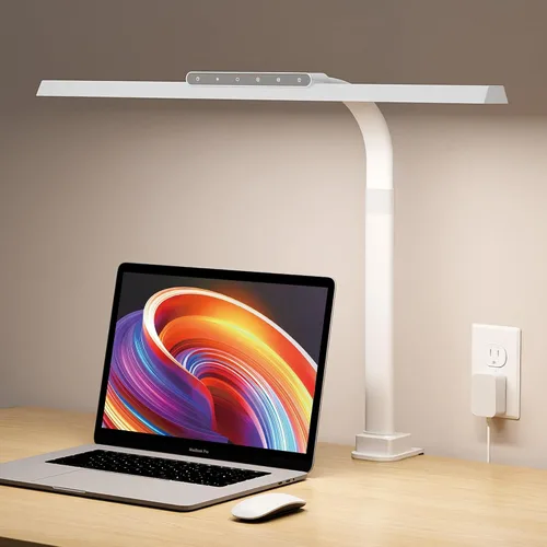 Vista 11 de Lámpara de escritorio LED con base, lámpara de escritorio de 24 W de brillo con control táctil para oficina en casa, luces altas ajustables
