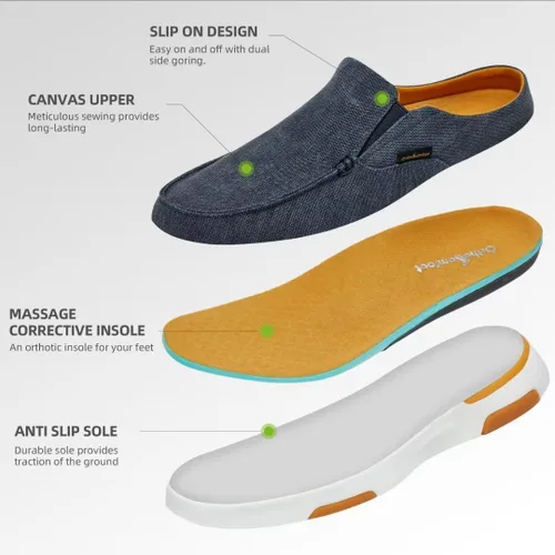 Vista 6 de OrthoComfoot Mocasines ortopédicos sin cordones para hombre zapatos para caminar con soporte del arco: pantuflas casuales para fascitis plantar