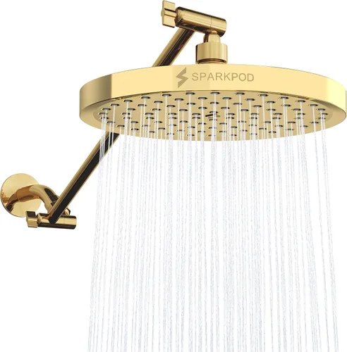 Vista 18 de SparkPod Cabezal de Ducha de Lluvia Redondo con Brazo de Extensión - Cabezal de Ducha de Altura Ajustable con Rendimiento de Alta Presión