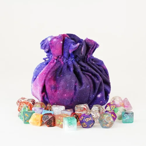 Vista 6 de FanRoll Velvet Compartment Dice Bag with Pockets: Nebula, Role Playing Game Dice Accessories for Dungeons and Dragons