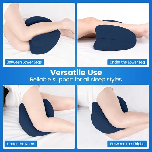 Vista 6 de Almohada de rodilla para dormir de lado, almohada de espuma viscoelástica de alta densidad para dormir de lado, diseño en forma de corazón para Azul