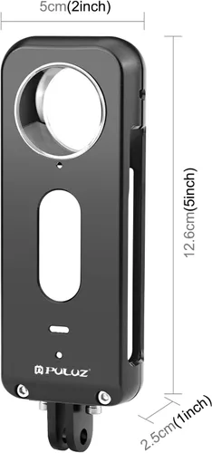 Vista 2 de PULUZ Funda protectora de metal + protectores de lente para Insta360 X3, carcasa antiarañazos y protector de lente impermeable de alta transmisión