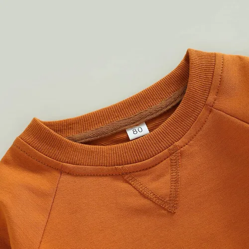 Vista 5 de AEEMCEM Sudadera de algodón sólido para bebé, niño y niña, camiseta de manga larga, cuello redondo, blusa para otoño