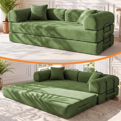 Vista 36 de Sofá cama de espuma viscoelástica de 79 pulgadas, futón convertible con reposacabezas alto, sofá sin hueso Negro