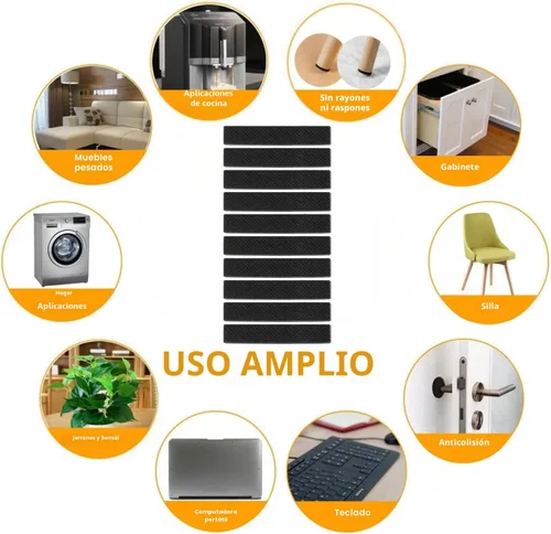 Vista 7 de Almohadillas Antideslizantes para Muebles de 1/2" x 3" Tiras de Goma Autoadhesivas Agarraderas para Muebles Almohadillas para Patas de Silla Pies
