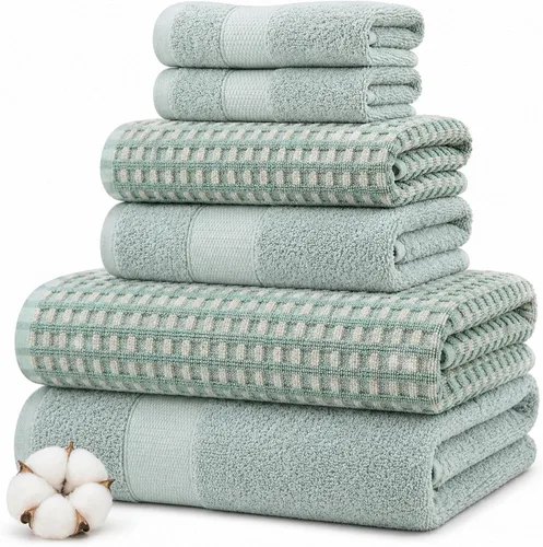 Vista 11 de Modern Threads Juego de toallas de baño de algodón de 6 piezas, toallas ultrasuaves de 550 GSM, juego de baño con toallas de mano y paños de baño