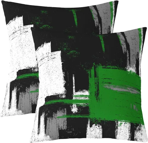 Vista 26 de Juego de 2 fundas de almohada abstractas de 16 x 16 pulgadas para niños, niñas, adolescentes, decoración de dormitorio, moderna a rayas, decoración