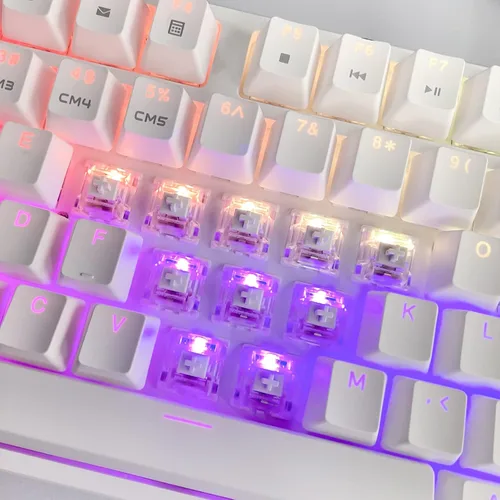 Vista 5 de DRAOZA Gateron White Pro Switches (3 pines, USB RGB, transparente, 72 piezas)