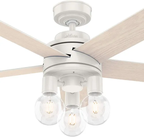Vista 3 de Hunter Fan Company, 51331, ventilador de techo Hardwick blanco fresco de 44 pulgadas con kit de luz LED y control remoto de mano
