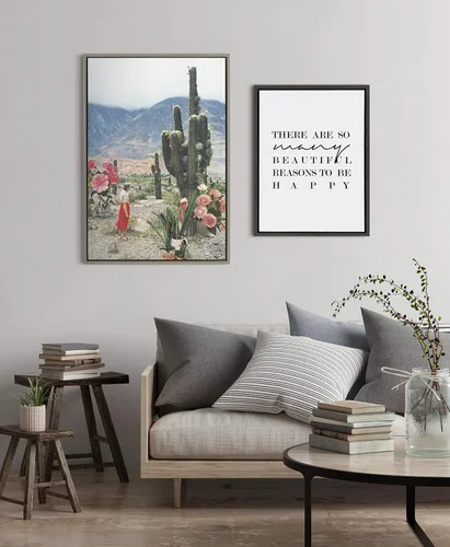 Vista 2 de Kate and Laurel Sylvie Décor - Lienzo enmarcado para pared, arte de pared por Sarah Eisenlohr, 23 x 33 pulgadas, gris, arte de naturaleza