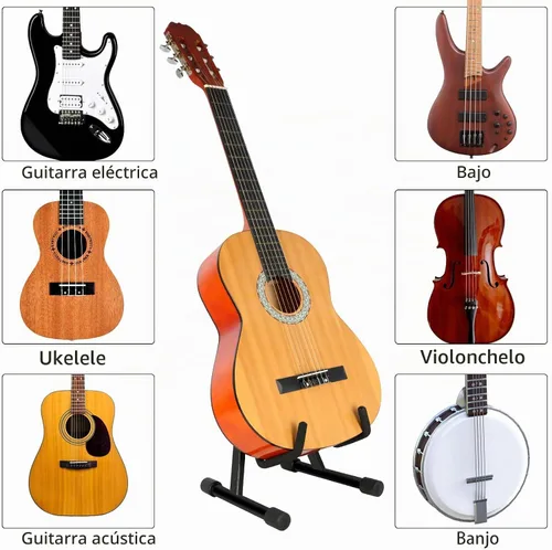 Vista 2 de EASTROCK Soporte de guitarra profesional portátil negro trípode ajustable con marco A para guitarra acústica, múltiples guitarras para guitarra