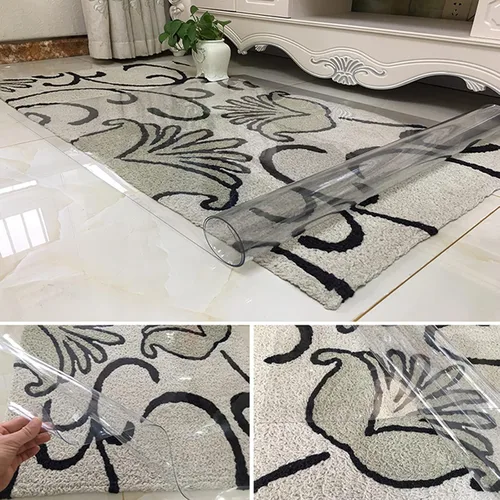 Vista 6 de Tapete rectangular transparente para silla para alfombras y suelos duros, 0.118 in de grosor para sillas rodantes, impermeable, de alta resistencia