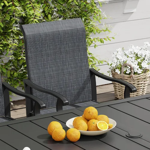 Vista 2 de VICLLAX Muebles pequeños de exterior de 3 piezas, 2 sillas giratorias de patio y mesa redonda pequeña para 2, sillas de carbón oscuro y negro