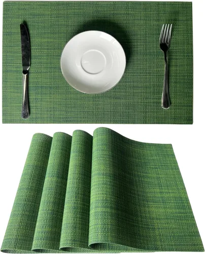 Vista 21 de WAZAIGUR Juego de 4 manteles individuales para mesa de comedor, resistentes al calor, lavables, manteles individuales de vinilo tejido, fáciles