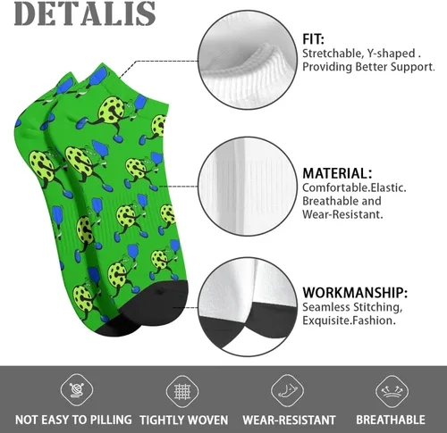Vista 7 de devor Mens No Show Socks Low Cut Socks Men Hidden Sock Fashion PICKLEBALL Socks