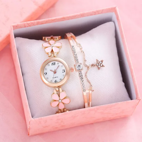 Vista 3 de ADSBIAOYE Reloj de pulsera para mujer, artículo de moda, impermeable, reloj en forma de flor de cuarzo
