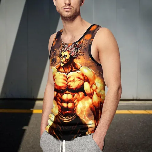 Vista 4 de Baki The Grappler Yujiro Hanma - Camiseta sin mangas para hombre, impresión 3D, para verano, casual, correr, entrenamiento, chaleco deportivo