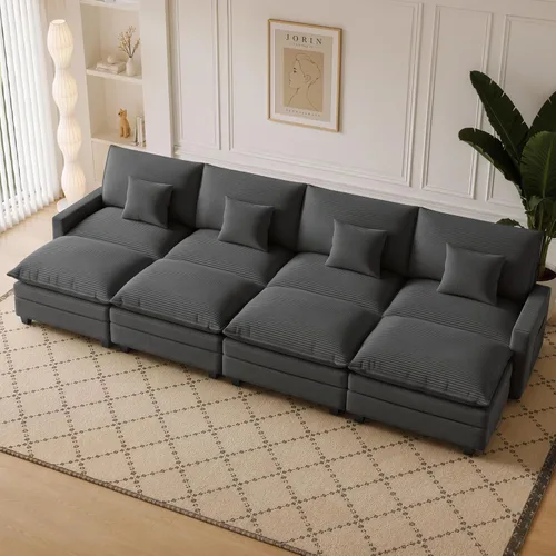 Vista 42 de Sofá seccional modular de 107", sofá de nube en forma de L con otomana Negro