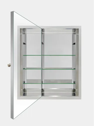 Vista 7 de FOMAYKO Gabinete de medicina de acero inoxidable de 15 x 25 pulgadas, gabinete de espejo de baño, armario de espejo montado en la pared, organizador