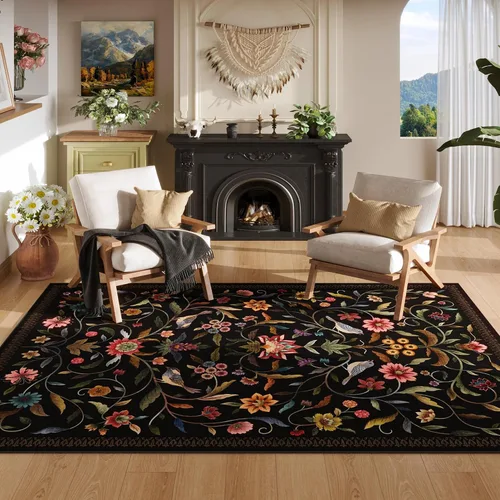 Vista 35 de Alfombra de entrada vintage con medallón floral de 2 x 3 pulgadas, lavable a máquina, alfombra de entrada de pelo bajo, suave, pequeña, alfombra