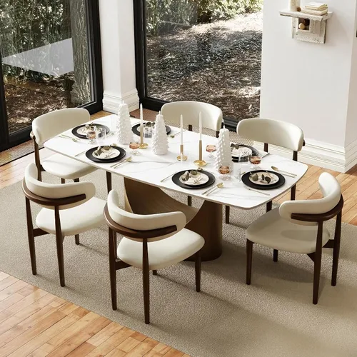 Vista 32 de POVISON Mesa de Comedor Moderna Hobart de 63" para 4, Mesa de Comedor Rectangular de Servicio Pesado Negro Mate, Superficie de Mesa de Comedor