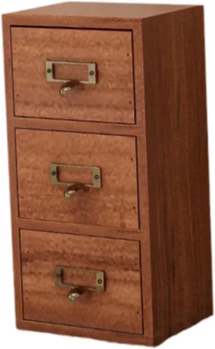 Vista 7 de Caja de almacenamiento de cajones de madera, organizador multiusos, gabinete de almacenamiento de té, compartimento de joyería, gabinete de mesa 3