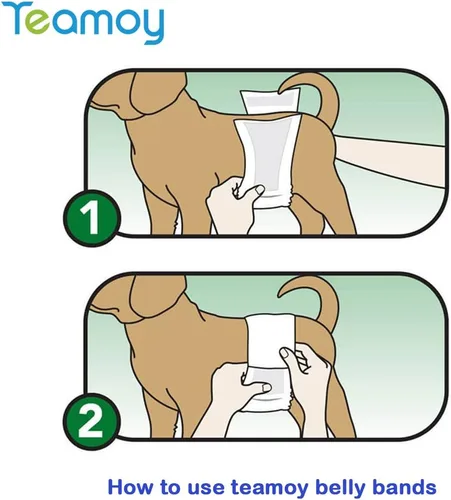 Vista 6 de Pañales envolventes reusables para perros machos, banda para barriga para cachorros lavable, Teamoy