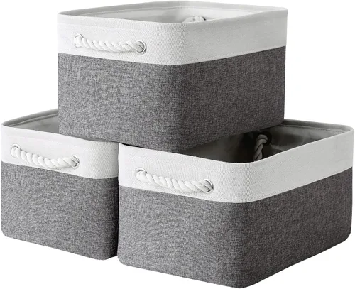 Vista 58 de TheWarmHome Contenedores de almacenamiento para estantes, tamaño mediano, 3 unidades, 13.8 pulgadas de largo x 9.8 pulgadas de ancho x 6.7 pulgadas