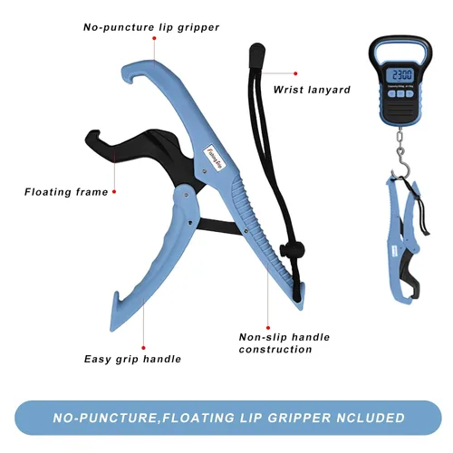 Vista 4 de Báscula de pesca impermeable con pinza de labio, báscula de equipaje colgante postal de 110 libras con gancho, báscula de mano digital con cinta