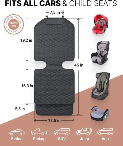 Vista 4 de Owleys Protector de Asiento de Coche de Cuero Premium para Asiento de Coche Infantil, Cubierta de Asiento de Coche contra Rasguños y Suciedad Negro