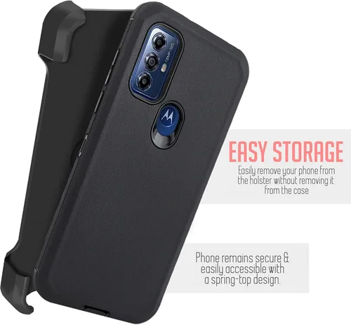 Vista 4 de Funda para Motorola Moto G Play (2023), Moto G Power (2022), con funda de clip para cinturón, protección de cuerpo completo resistente, protector