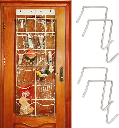 Vista 11 de Paquete de 2 organizadores de zapatos transparentes colgantes extra grandes para colgar sobre la puerta, organizador de zapatos de armario, 12+6