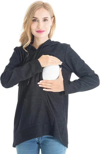 Vista 59 de Bearsland - Sudadera de lactancia y maternidad para mujer, con bolsillos y capucha