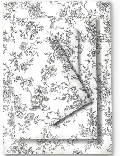 Vista 25 de Feather & Stitch - Juego de sábanas de damasco de 500 hilos, 100 % algodón, suaves, transpirables, 3 piezas de 18 pulgadas de profundidad, tejido