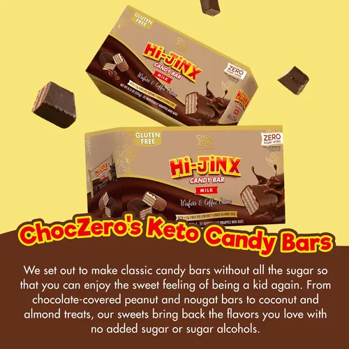 Vista 3 de ChocZero Hi-Jinx - Barras de caramelo de oblea de chocolate sin azúcar, crema de café