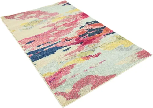 Vista 10 de Tapete abstracto Unique Loom, colección Estrella, moderno, multiárea, Polipropileno, Rosado